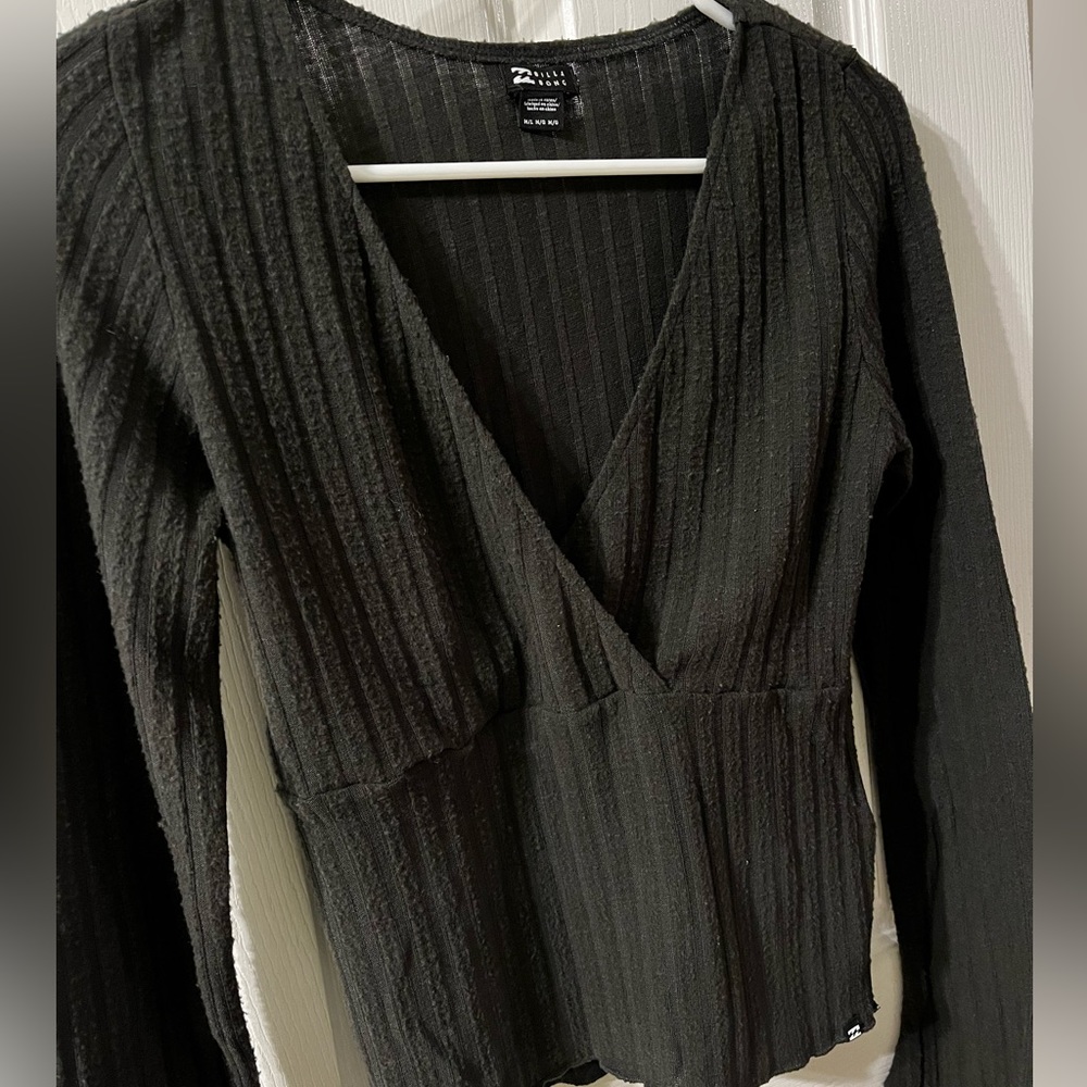Billabong Fleece Long Sleeve V Neck Wrap Shirt; Size: Medium; Color: Dark Gray